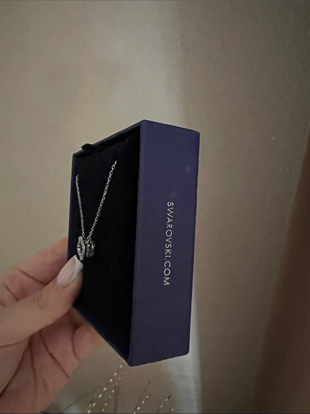 Swarovski Silver Necklace with Blue Crystal Flower Pendant - Picture 4 of 5